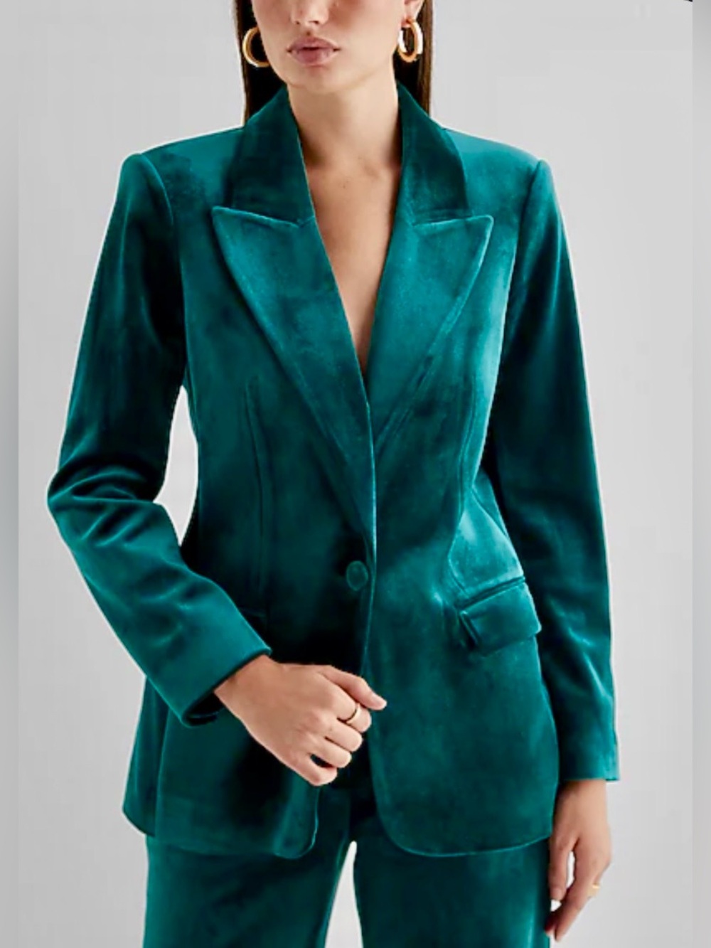 Express NWT Emerald Green/Turquoise Velvet Blazer XL